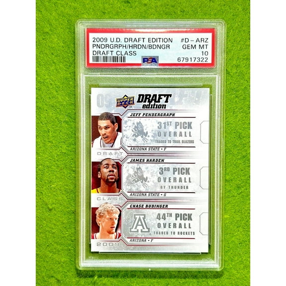 James Harden PSA 10 ROOKIE CARD Chase Budinger RC 2009 Upper Deck ARIZONA STATE