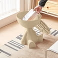 thumbnail image 4 of Table de Nuit Moderne Beige avec Rangement à Dessus Relevable, Table d'Appoint Ronde pour Chambre, Salon, Balcon, Bureau, Table d'Accent avec Compartiment Caché, Déco Maison Multifonctionnelle, 4 of 7