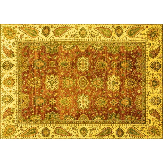 Ahgly Company Indoor Rectangle Oriental Yellow Traditional Area Rugs, 3' x 5'