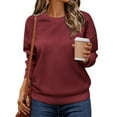 thumbnail image 2 of Lumtrix Oversized Sweatshirts for Women Cotton Long Sleeve Tops Crewneck Pullover Sweat Shirts Fall Clothes Fashion 2025 Wine L, 2 of 4
