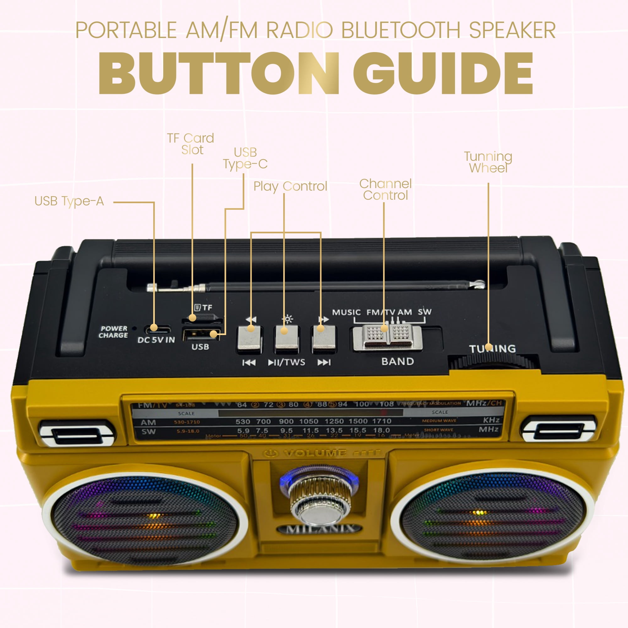 ISolar IS-810BTS Portable Multifunction Radio, 1200mAh Rechargeable Battery, Solar Powered With BT Speaker & LED Light : Ideal For Home Use, Enhancing Your Audio Experience - View #8