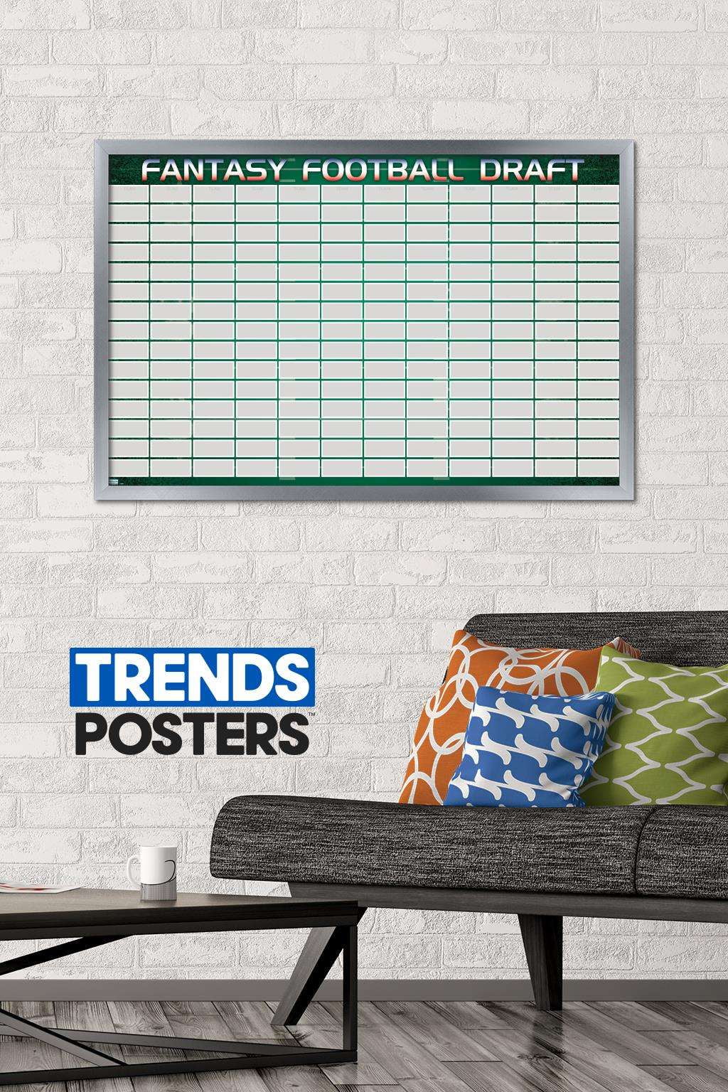 Fantasy Football Draft Wall Poster, 22.375" x 34", Framed