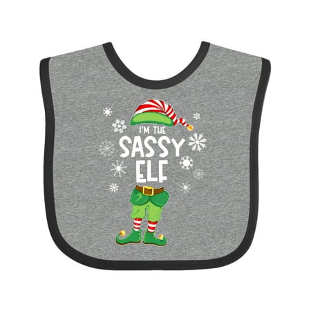 

Inktastic Funny Christmas I m the Sassy Elf with Shoes and Hat Gift Baby Boy or Baby Girl Bib