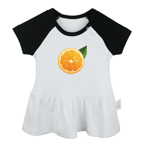 Fruit Orange Pattern Dresses For Baby, Newborn Babies Skirts, Infant Princess Dress, 0-24M Kids Graphic Clothes (Black Raglan Dresses, 0-6 Months)