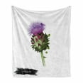 thumbnail image 1 of Artichoke Soft Flannel Fleece Throw Blanket, Blooming Cardunculus Hand Drawn Organic Food Art Illustration Print, Cozy Plush for Indoor and Outdoor Use, 50" x 70", Violet and Fern Green, by Ambesonne, 1 of 6