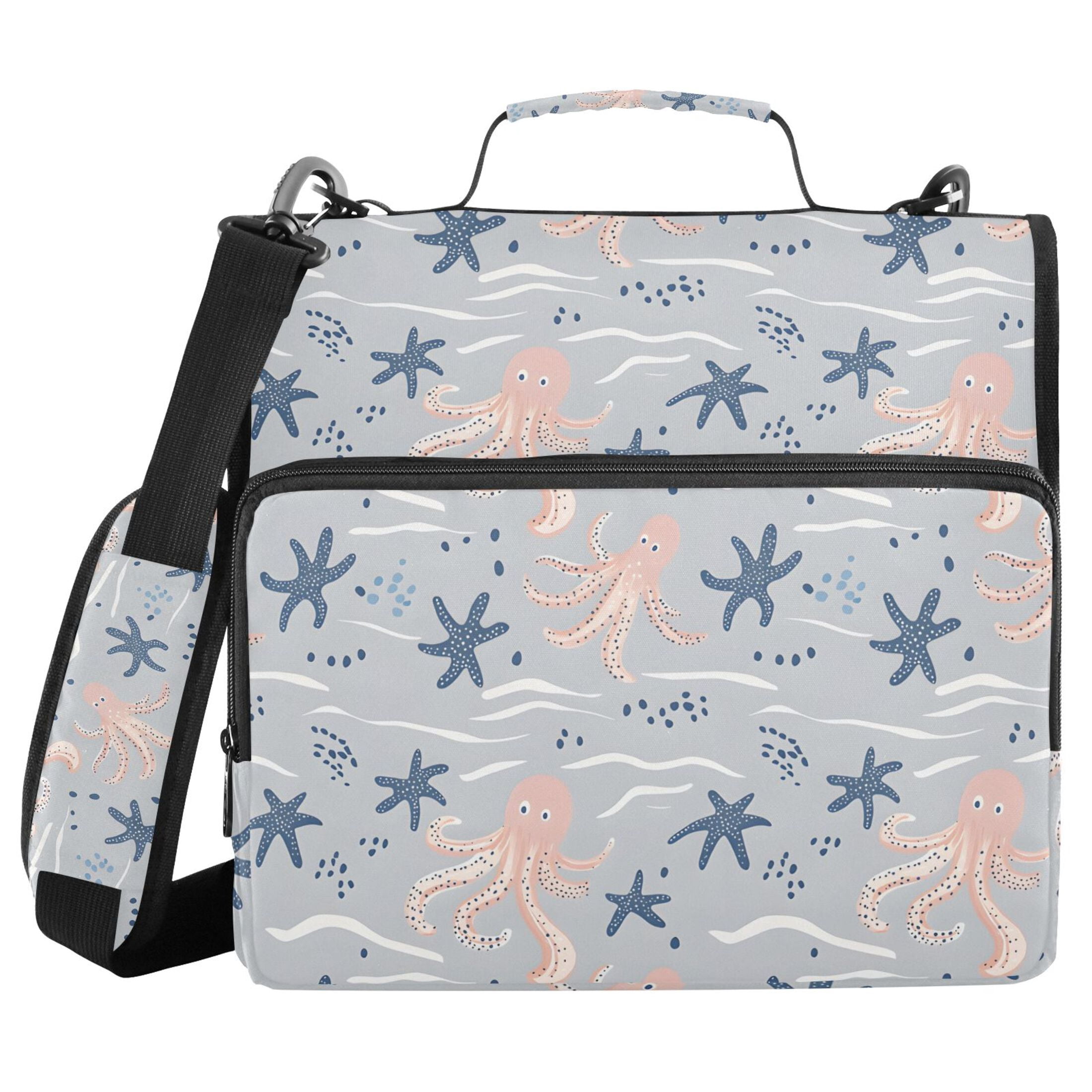 ALAZA Zipper Binder Octopus Starfish Wave Retro 3 Ring Trapper Keeper File Folder Organizer Bag