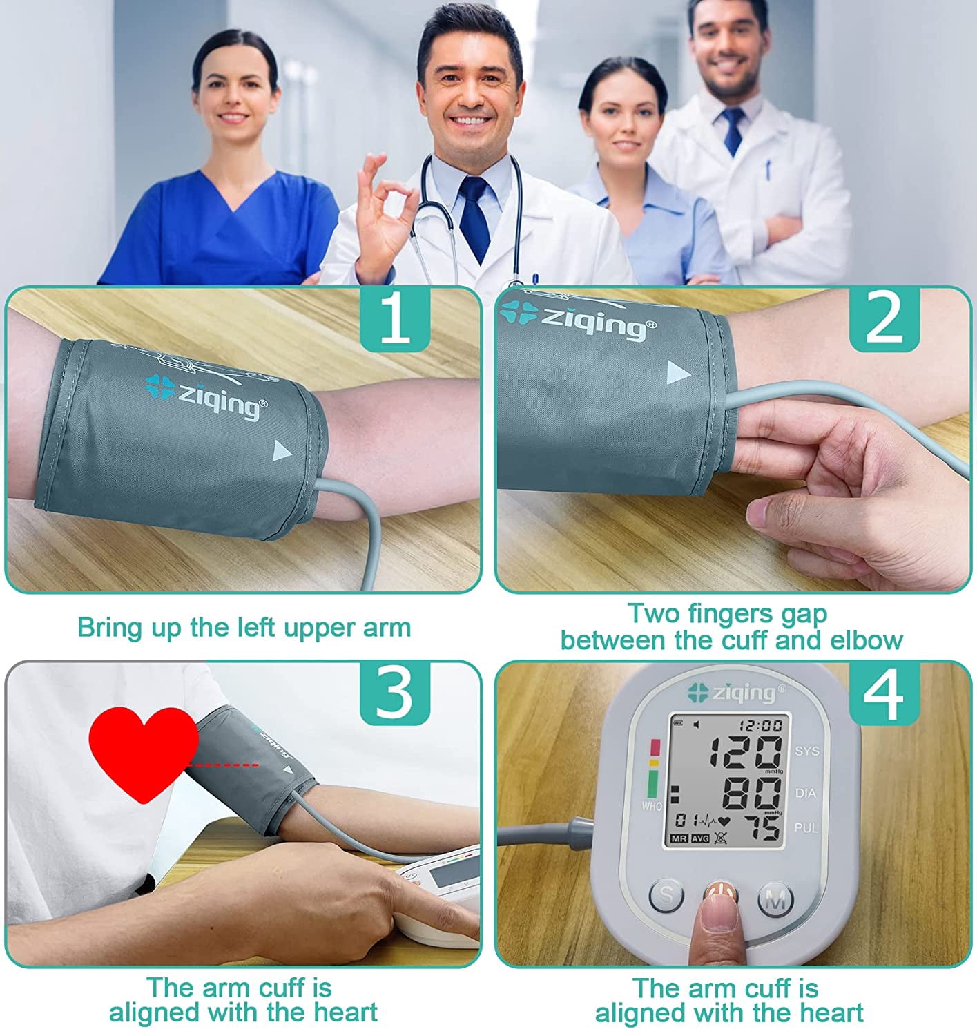 Upper Arm Blood Pressure Monitor, 2×99 Memory, Adjustable Cuff, Irregular Heartbeat Detector, Home BP Machine