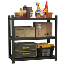 Yamissi 3-Shelf Metal Storage Shelf Unit, Black, Holds up to 1650 lb Capacity, Heavy Duty Height Adjustable Garage Shelves, 31.5"W x 15.7"D x 31.5"H