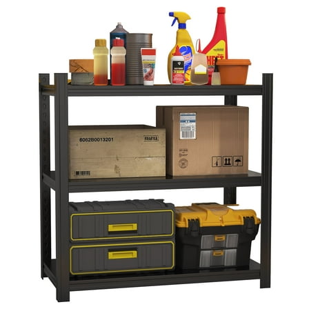 Yamissi 3-Shelf Metal Storage Shelf Unit, Black, Holds up to 1650 lb Capacity, Heavy Duty Height Adjustable Garage Shelves, 31.5"W x 15.7"D x 31.5"H