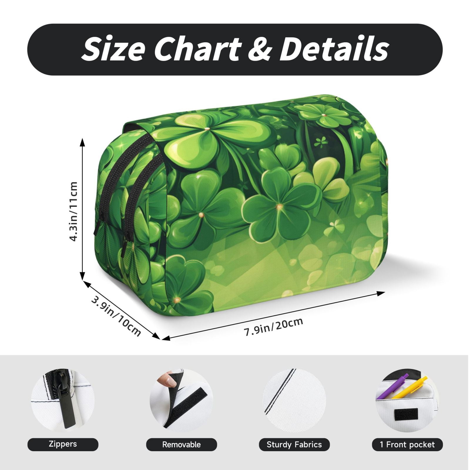 Large-Capacity Flip-Top Double-Layer Pencil Case, Multi-Functional Pocket Pen Case, Durable Stationery Organizer Lucky Charm St