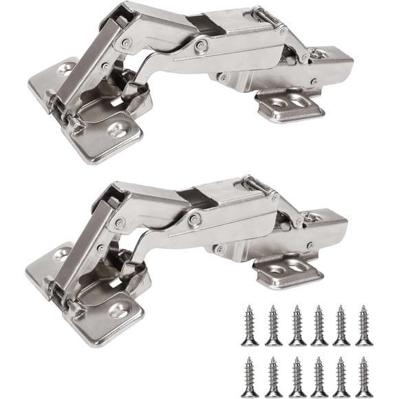 1 Pair (2 Pcs) 165-Degree Full Overlay Cabinet Hinges, Fixed-Mount Straight-Bend Design, Perfect for Corner Cabinets, Doors & Folding Doors, Comes with Matching Screws for Easy Installation