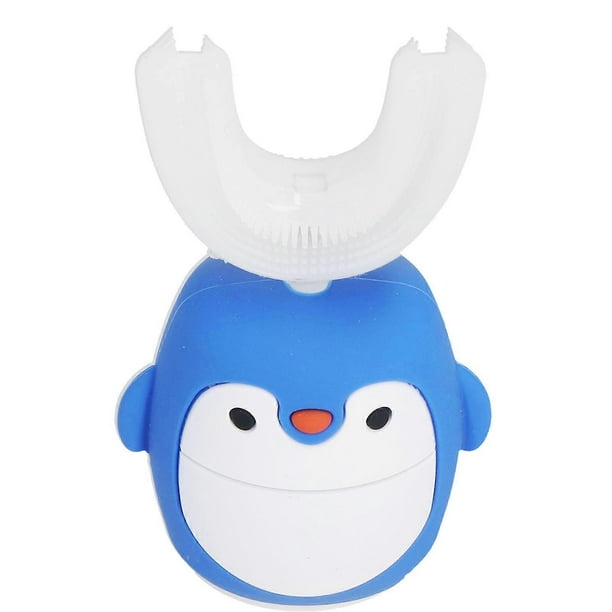 Children Cartoon Electric Toothbrush Cute Cleaning U shaped Toothbrush Oral Care Tool(Blue )
