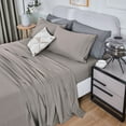 thumbnail image 3 of HIG 4 PCS Ultra Soft Pre-washed Microfiber Solid Sheet Set, Mocha, Full, 3 of 8