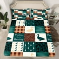 thumbnail image 3 of Homewish Jungle Wildlife Duck Twin Sheet Sets, Western Rustic Hunting Twin Fitted Sheet, Vintage Tribal Patchwork Flat Sheet, Luxury Bedroom Decor, 3-Piece, 3 of 8
