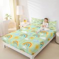thumbnail image 3 of Manfei Grid Sky Queen Sheets, Moon Star Rainbow Queen Sheet Sets, Green, 4 Pieces, 1 Flat Sheet, 1 Fitted Sheet and 2 Pillowcases, 3 of 6