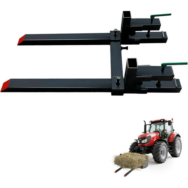 EDTara Fourchettes à Palettes à Pince de 43 Pouces, Capacité de 2000 Lb, Fourchettes Godets de Tracteur Robustes avec Barre Stabilisatrice Réglable**