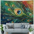 thumbnail image 4 of GOSMITH Colored peacock print Tapestry Decorative Wall Soft Wide Wall Hanging Home Decor For Bedroom Living Room Dorm Painting, 4 of 6