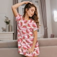 thumbnail image 3 of Balery Sweet Watermelon Camisón de manga corta con cuello redondo para mujer, cómodo y elegante., 3 of 6