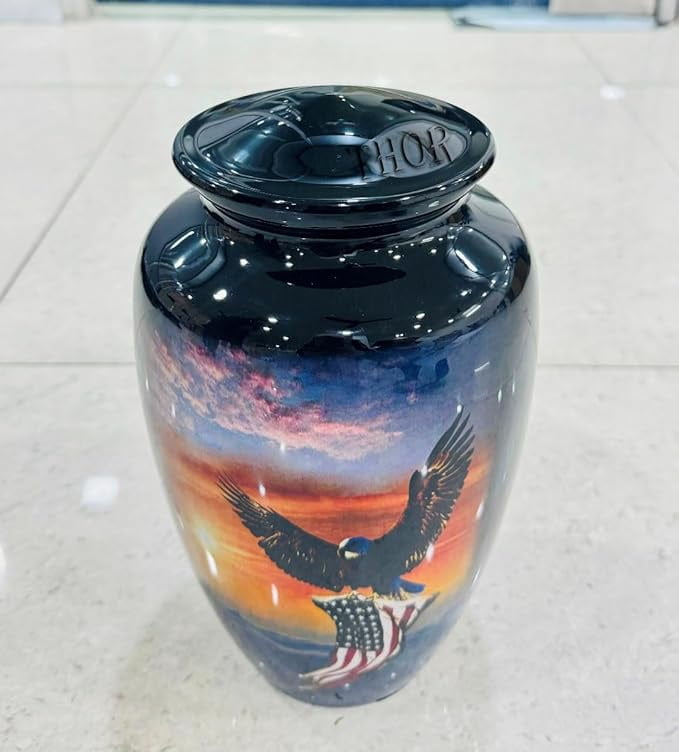 American Flag Cremation Urns for Human Ashes Patriotic Urns for Adult Male & Female Keepsake Urns for Ashes Adult Large up to 200 Lbs Black