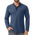 thumbnail image 4 of GIRUNS Men's Henley Shirts Long Sleeve Button T-Shirt Casual Stylish Cotton Pullover Shirt with Pocket Blue L, 4 of 6