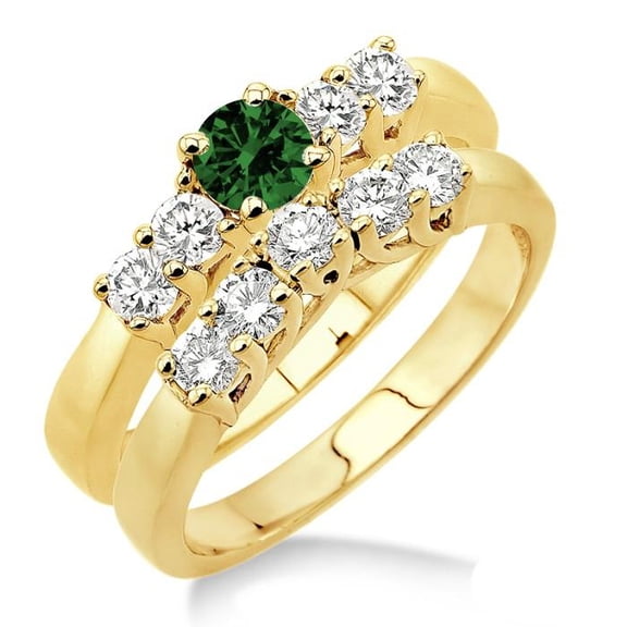 Classic 1.5 Carat Moissanite Diamond 6mm Round Cut Five Stone Bridal Set on 10k Yellow Gold