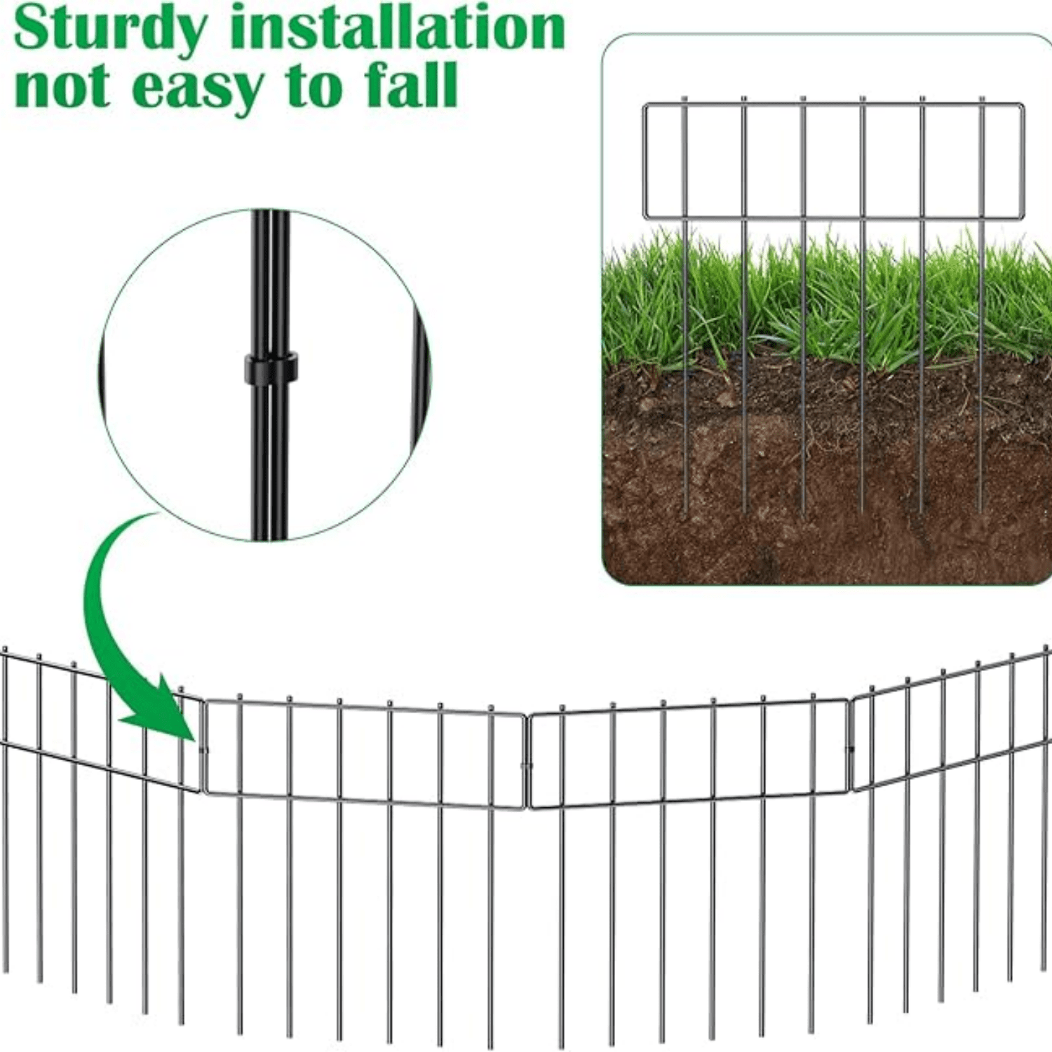 19 Pack Animal Barrier Fence, 17 in(H) X 20.8 Ft(L) Decorative Garden Fencing, Rustproof Metal Wire Garden Fence Border, Dog Rabbits Fence No Dig for Outdoor.