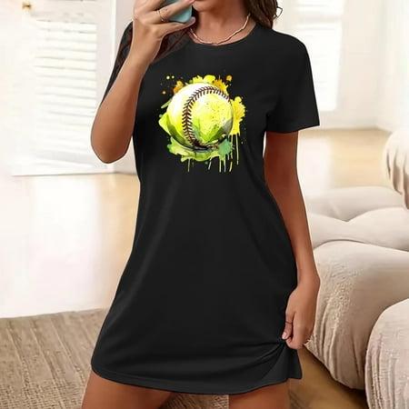 Women s Nightgown Round-neck Chemise Sleepwear Lace Nightwear Soft Lingerie for Women  2- Black  Small
