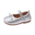 thumbnail image 2 of Willtoo Toddler Little Girls Dress Shoes Mary Jane Flats Wedding School Shoes with Bowknot Comfy Faux Leather Princess Shoes, 2 of 3