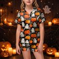 thumbnail image 2 of CAUYDY Girls Halloween Satin Pajamas Set Short Sleeve Sleepwear Button Down Loungewear 2 Piece Pjs Shorts Set,8-9 Y, 2 of 6