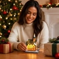 thumbnail image 7 of Light‑Up Resin Christmas Village House Figurine, LED Illuminated Winter Cottage Statue For Christmas Tabletop Home Decor, 7 of 7