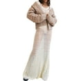 thumbnail image 2 of Liacowi Women Crochet Knit Maxi Dresses Hollow Out Long Dresses Bodycon Dress Retro Summer Beachwear Cover Up for Bikini, 2 of 8