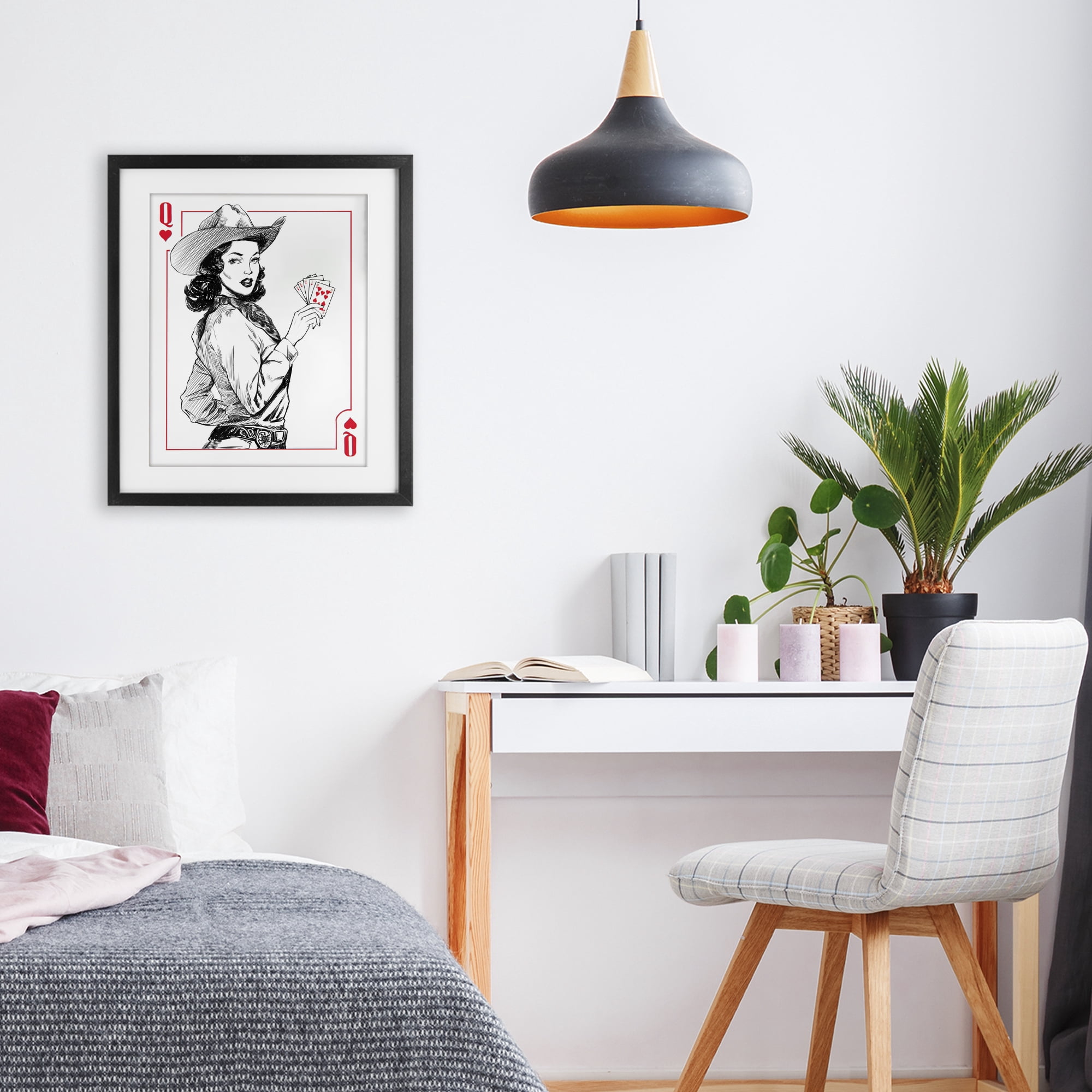 Stupell Industries Cowgirl Queen of Hearts Black Framed Print Under Glass, design by Ziwei Li