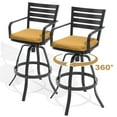 thumbnail image 5 of Pellebant Set of 2 Outdoor Cast Aluminum Swivel Bar Stool with Cushion in Echo Teak, 5 of 8