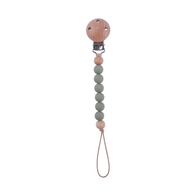 Productos para bebés, pinza para chupete de madera de haya para apaciguar al bebé, cuentas de silicona, pegamento para dientes molares, juguete, cadena anticaída