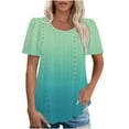thumbnail image 2 of Gnshining Summer Tunic Tops for Women Hollow Out Blouse Crew Neck Sweatshirts Short Sleeve T-Shirt Solid Color Gradient Workout Tops Loose Going Out Tops, 2 of 8