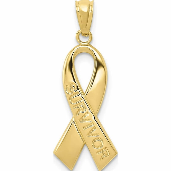 10K Yellow Gold Polished Survivor Ribbon Pendant Made In United States -Jewelry By Sweet Pea