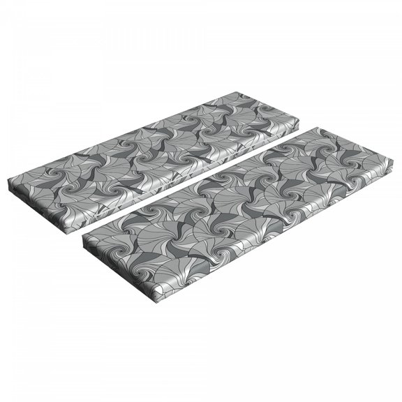 Grey Bench Cushion Set of 2, Doodle Circles with Spiral Stripes Illustration of Abstract Round Twirl Motifs, Standard Size Foam Pad and Decorative Cover, Grey and Pale Grey, by Ambesonne