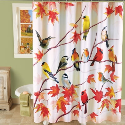 Collections Etc Autumn Bird Shower Curtain Walmart Com