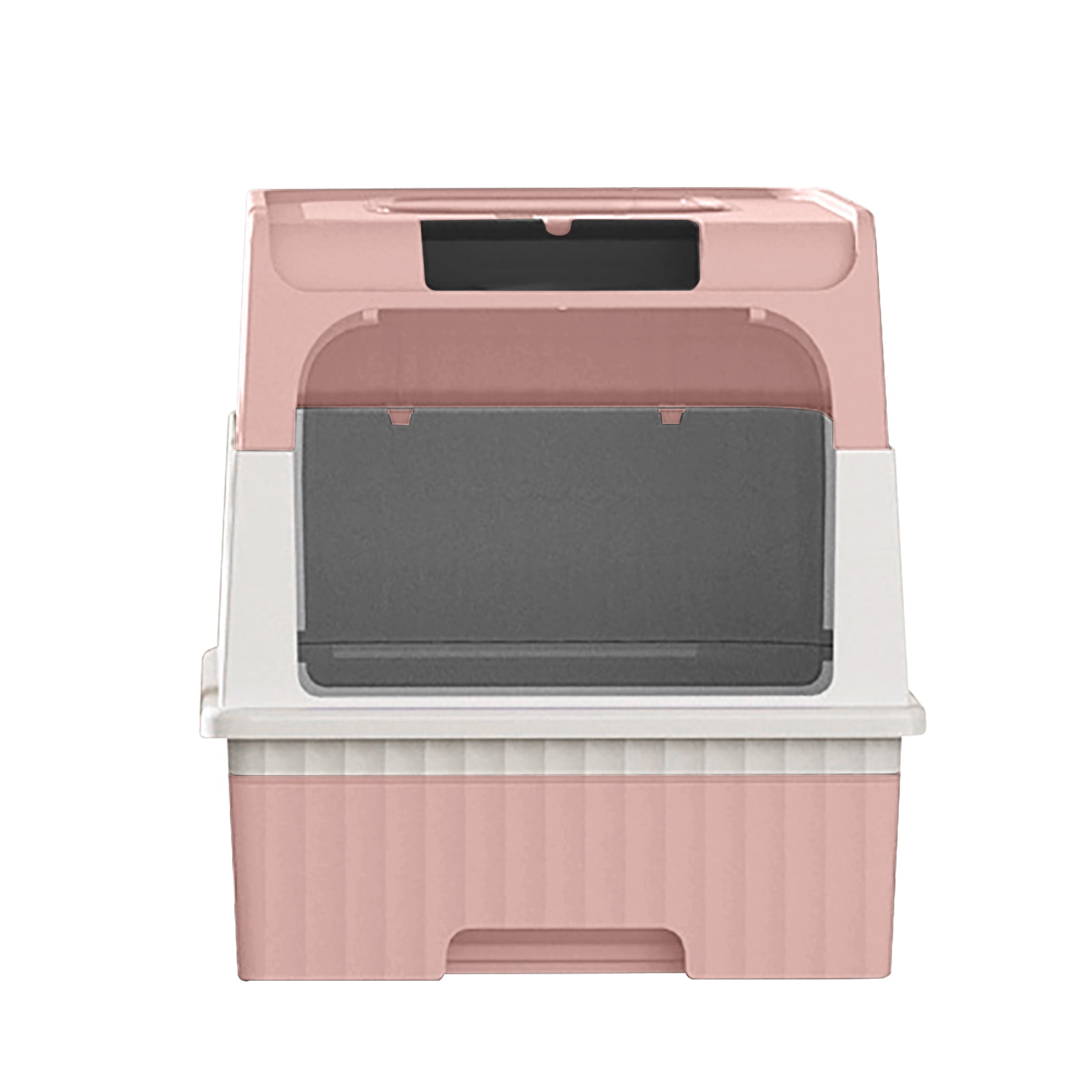 Cat Litter Box, Enclosed Removable Litter Boxs for Big Cats, Front Entry Top Exit Kitty Box Odor Control (Pink)