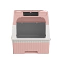thumbnail image 5 of Cat Litter Box, Enclosed Removable Litter Boxs for Big Cats, Front Entry Top Exit Kitty Box Odor Control (Pink), 5 of 11