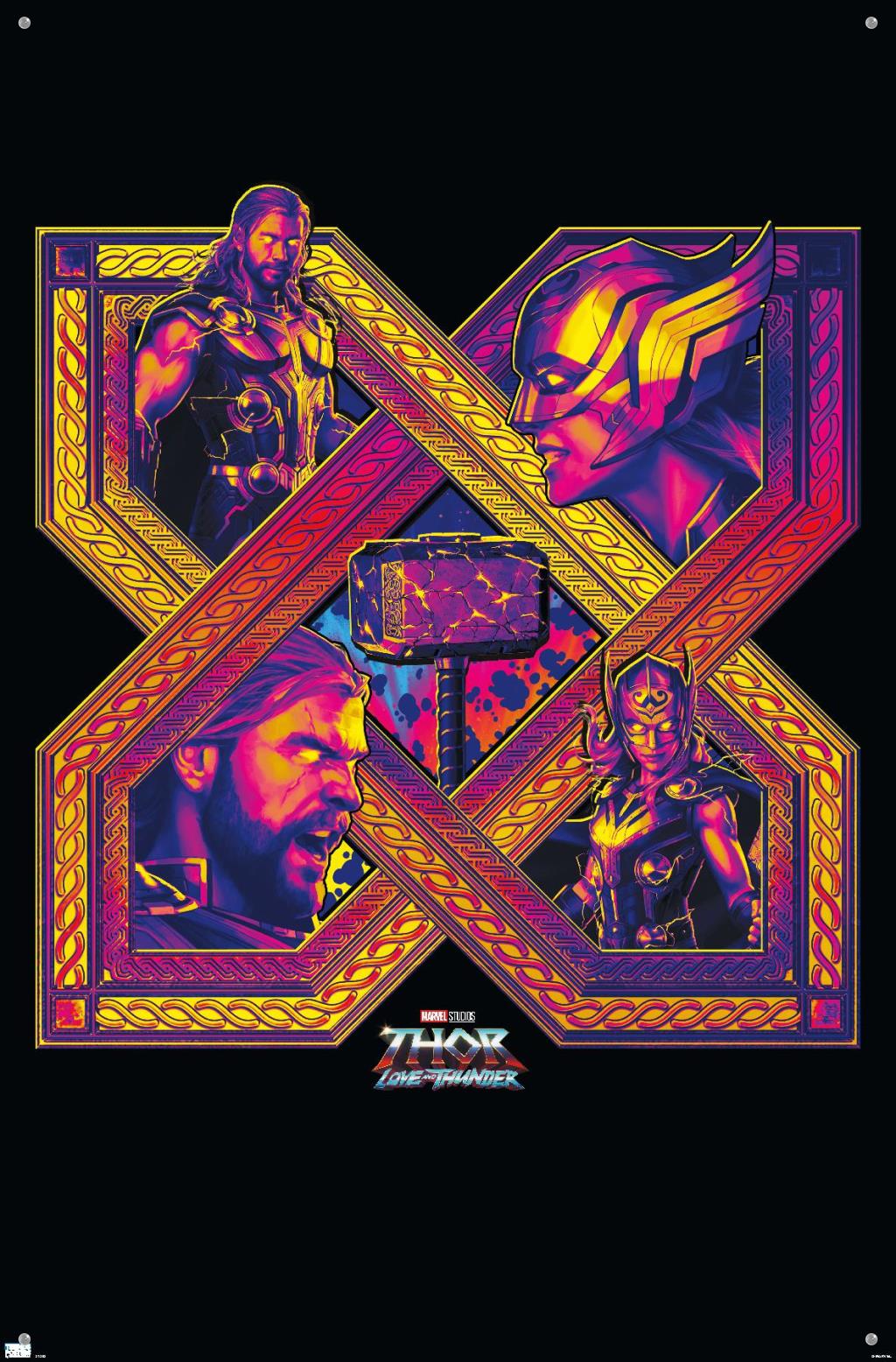 Marvel Thor: Love and Thunder - Cross Wall Poster with Pushpins, 22.375" x 34"