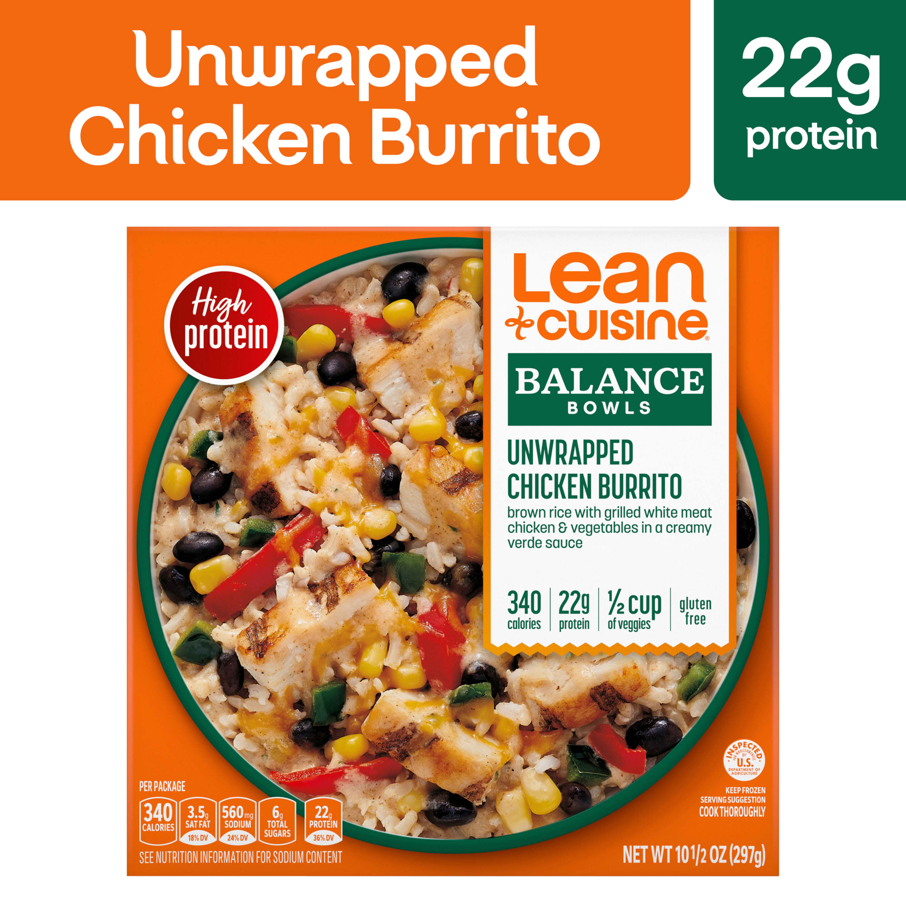 Lean Cuisine Bowls Unwrapped Chicken Burrito Meal, 10.5 oz (Frozen)