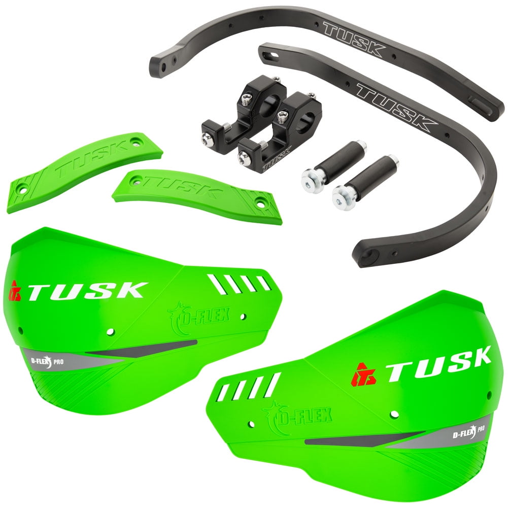Tusk D-Flex Pro Handguards Black Bar/Green Plastics 1 1/8 Bars For Yamaha YZ350 1974-1975
