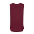 thumbnail image 4 of Tank Tops for Women Women's Fashion Round Neck Casual Solid Color Sleeveless Back Button T-Shirt Tank Top Kagetolytai Wine M, 4 of 5