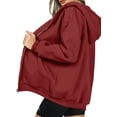 thumbnail image 2 of Sudadera con Capucha y Cierre Completo PRETTYGARDEN 2025 Marrón Rojo M, 2 of 7