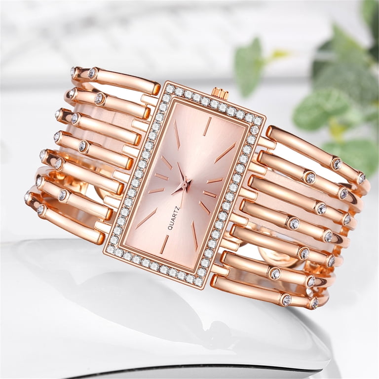 Fashion Women Rose Gold Flower Vansvar Rhinestone Wrist Watch Fashion Women Rose Gold Flower Rhinestone Wrist Watch  main image 3