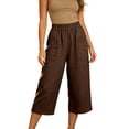 thumbnail image 2 of SwiftWear Womens Cotton Capri Pants Casual Wide Leg Elastic Waist Summer Lightweight Cropped Loose Pants with Pockets, 2 of 6
