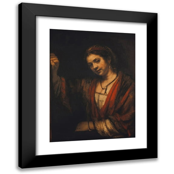 Rembrandt van Rijn 11x14 Black Modern Framed Museum Art Print Titled - Portrait of Hendrickje Stoffels (circa 1656)
