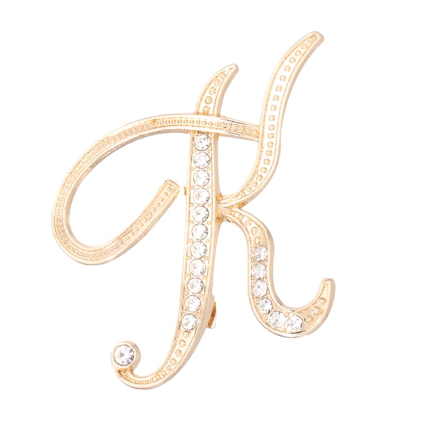 Uxcell Pin de Broche de Letra, Broches de Letra Inicial K con Rhinestone, Pin de Alfabeto de Metal Cristal A-Z para Regalo de Joyería para Mujeres, Ropa, Sombrero, Tono Dorado