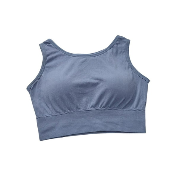 Tank Top Elastic Breathable Chest Compression Bra Breast Binder Round Collar Dry Breast Binders Woman Running Exercise Sports Yoga Travel Blue